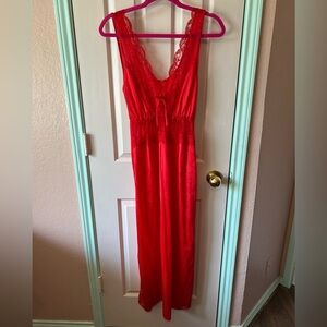 Vintage Union Made Red Lace Maxi Dress Medium
